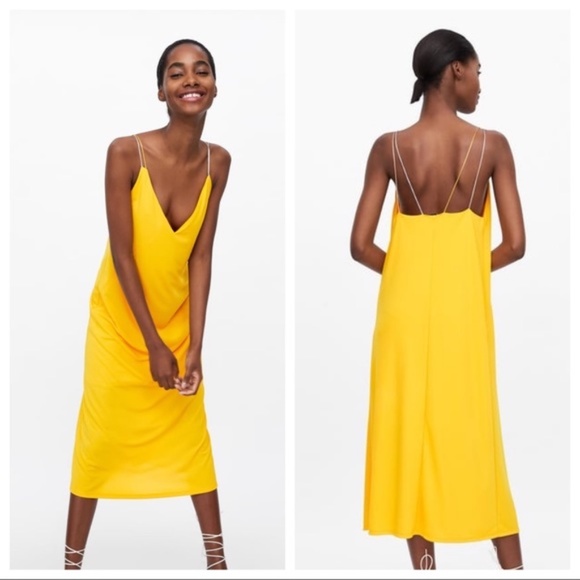 🌼 NWT Zara Colored Strap Yellow Dress 🌼 - Picture 7 of 11